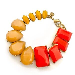 J. Crew Geometric Bracelet in Red, Yellow and Gold Tones